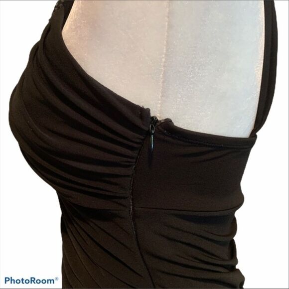 Love Tease Sexy Little Black Dress Bodycon evening cocktail mini dress ruched 6 - Picture 8 of 14